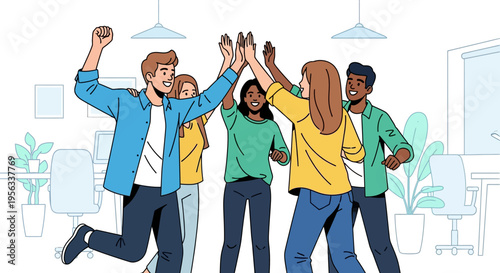 Cheerful Coworkers Celebrating Project Achievement