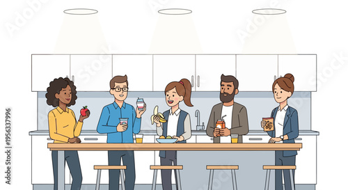 Diverse Employees Sharing Healthy Office Snacks