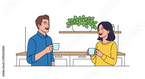 Happy Colleagues Laughing During Coffee Break