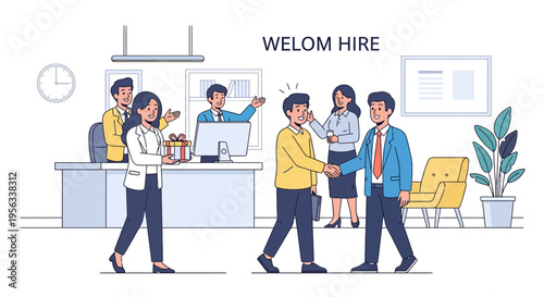 Colleagues Welcoming New Hire at Office Reception