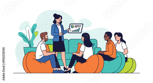 Professional Presenting Digital Strategy to Team