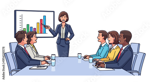 Successful Businesswoman Presenting to Diverse Team