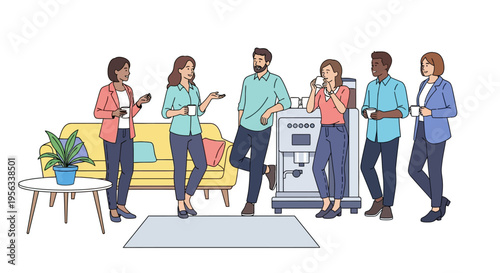 Diverse Professionals Enjoying Morning Coffee Break