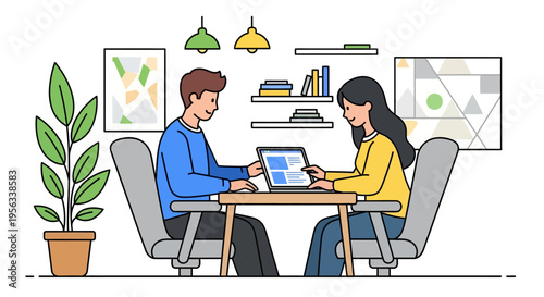 Young Professionals Collaborating in Modern Coworking Space