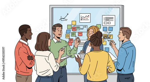 Diverse Team Brainstorming With Sticky Notes