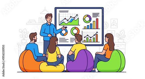 Team Leader Presenting Data in Creative Workspace