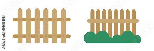 Wooden fence with green bushes