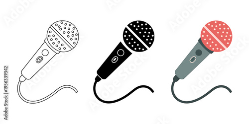 Three microphones in different colors