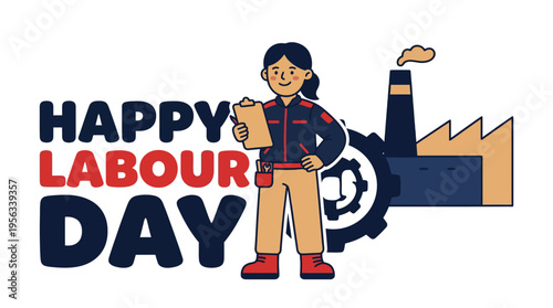 Celebrating hardworking individuals with a cheerful illustrative message for Labour Day in a vibrant cartoon style featuring a