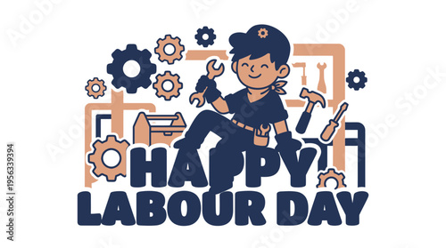 Celebrating Work and Dedication on Labour Day with a Joyful Child Cartoon Illustration