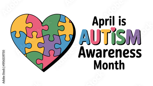 Autism awareness month heart puzzle design