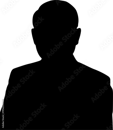 Mature businessman profile silhouette with glasses, anonymous middle aged man avatar for corporate user interface, isolated vector on white.