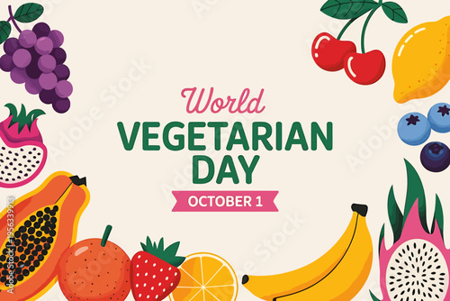 World Vegetarian Day colorful fruit banner