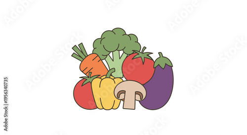 Colorful vegetables and mushroom together.