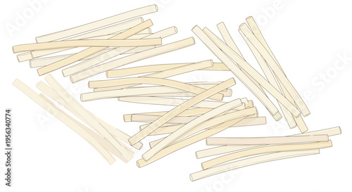 Close up of uncooked pasta sticks.