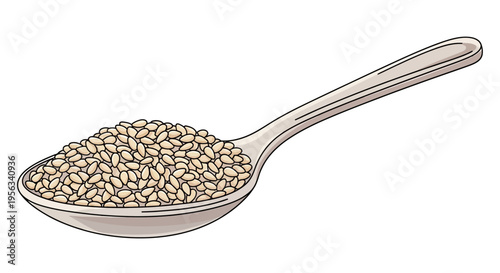 Spoon full of green coffee beans.