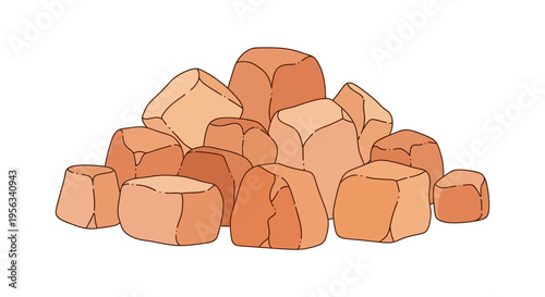 Brown Sugar Cubes Heap Closeup.