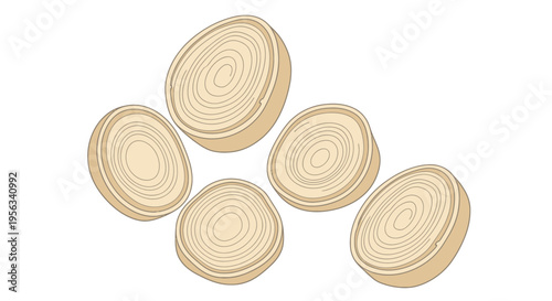 Five gold coins stacked together.