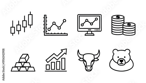 Financial market and trading icons