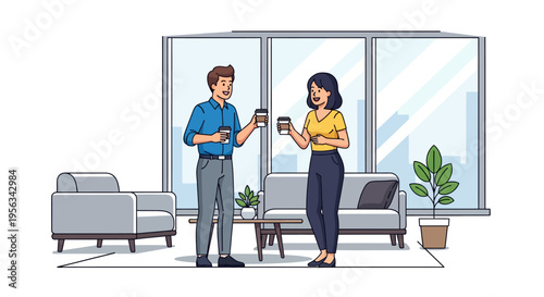 Friendly Colleagues Enjoying Coffee Break Together