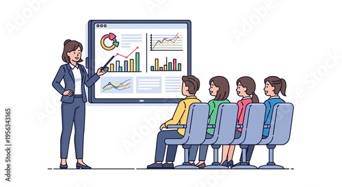 Woman Explaining Data Analysis to Colleagues