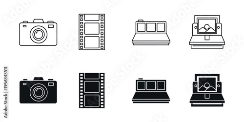 Collection of various electronic and media device icons