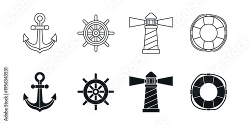 Nautical symbols and anchors collection