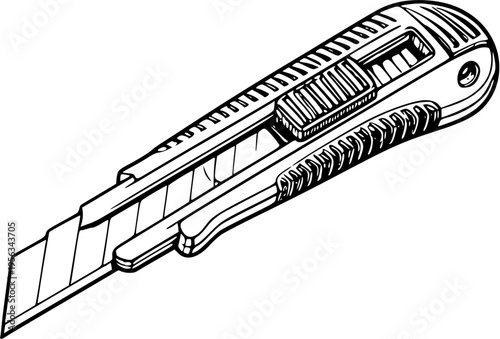 Utility Knife Line Drawing – Minimal Box Cutter Tool Illustration