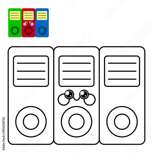 Stationery. Children's illustration. Coloring book. School folder.