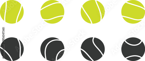 Tennis ball colored and silhouette variations, tennis sport representation