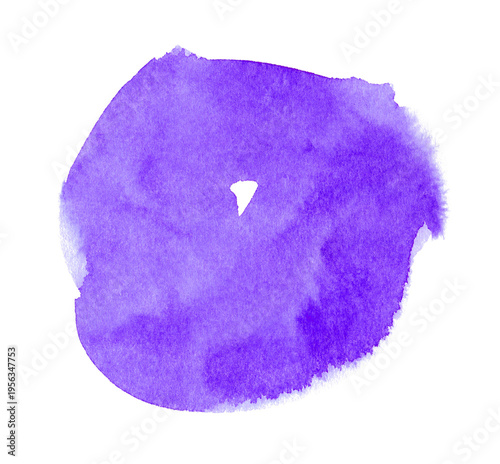 Purple watercolor shape isolated on white background. Watercolor abstract clip art	