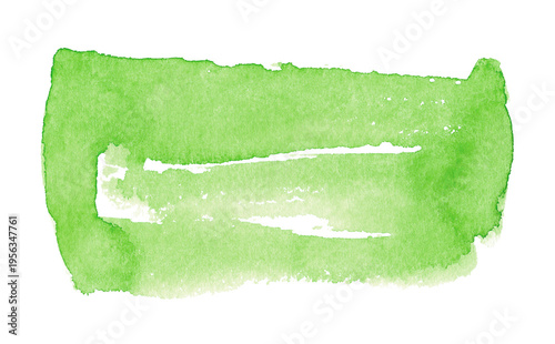 Green watercolor art hand paint on white background isolated, brush texture for text or logo