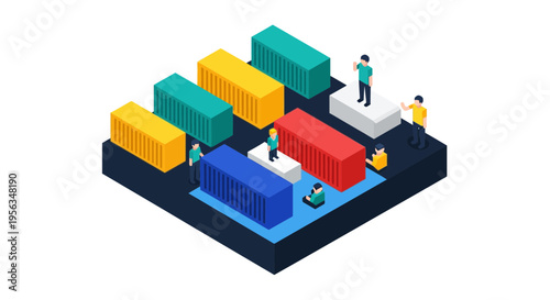 Logistics Containers and Workers Loading.