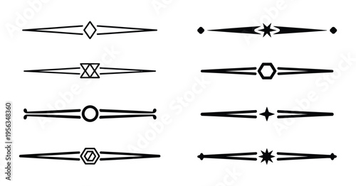 Text separator vector line divider shapes in outline style, decorative typography element