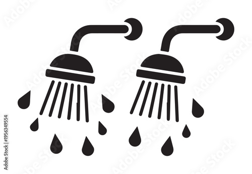 Pair of showers icon representing individual showering units or multiple facilities in a public washroom