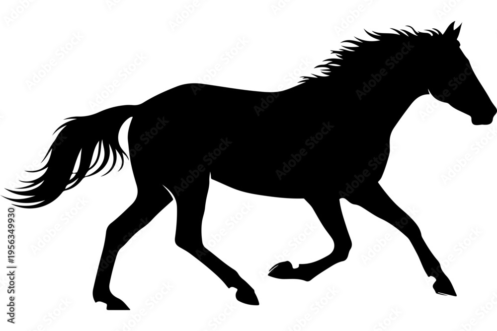Obraz premium Black Silhouette Horse in Motion