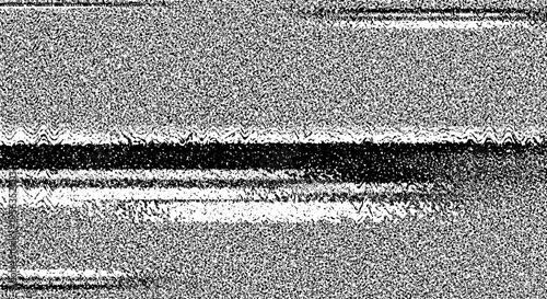 Foto Black and white tv static noise texture with horizontal bars and grainy effect w