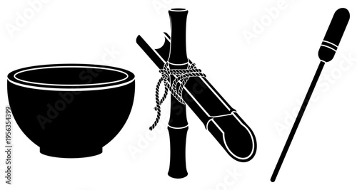A set of three percussion instruments