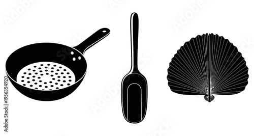 Kitchen utensils on white background
