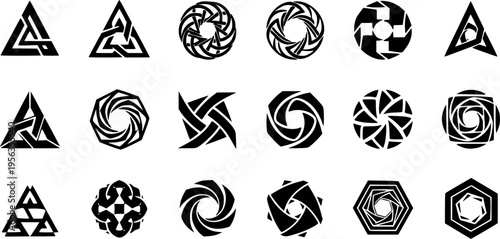 et of Abstract logos collection. Geometrical abstract logos. Icon design black vector on a white background