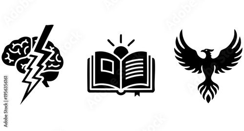 Enlightened Mind and Intellectual Rebirth Icon Set