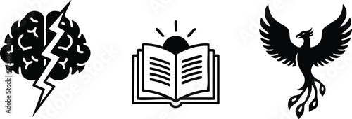 Enlightened Mind and Intellectual Rebirth Icon Set