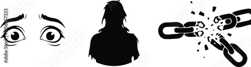 Breaking Chains and Awakening Freedom Icon Set