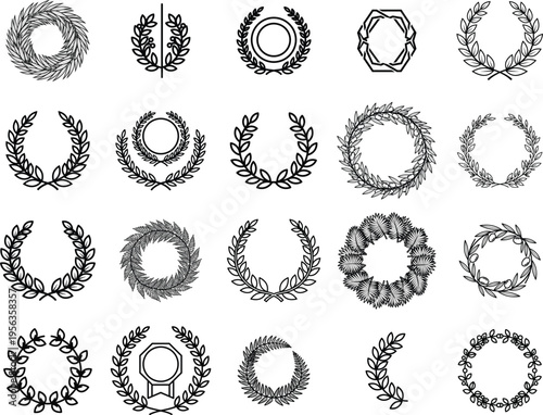 A collection of various laurel wreath designs