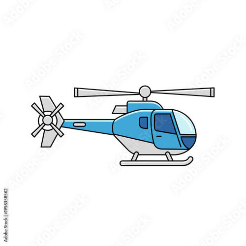 Modern blue helicopter icon for mobile application interface