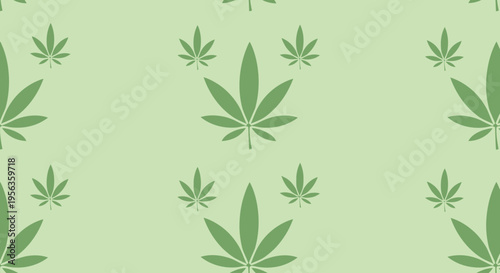 Green cannabis leaf pattern, a seamless background of marijuana symbols on a light green backdrop, celebrating nature and wellness