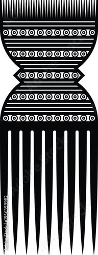 African Vintage Hair Pick Silhouette - Vector Design Illustration
