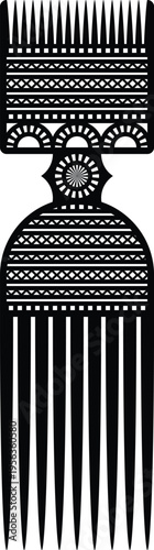 African Vintage Hair Pick Silhouette - Vector Design Illustration
