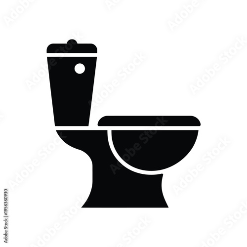 Simple black and white icon depicting a standard toilet fixture