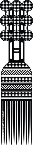 African Vintage Hair Pick Silhouette - Vector Design Illustration
